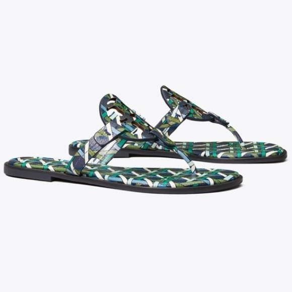 NWT Tory Burch Miller Printed Leather Tumbled Welt Sandals, Dust Bag and Box - Picture 12 of 12